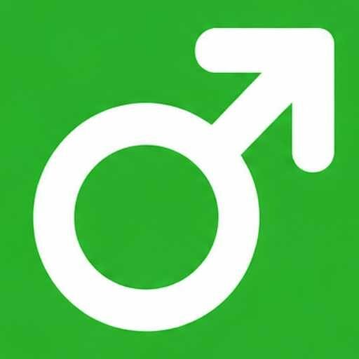 Logo guia disfunção erétil com símbolo masculino verde