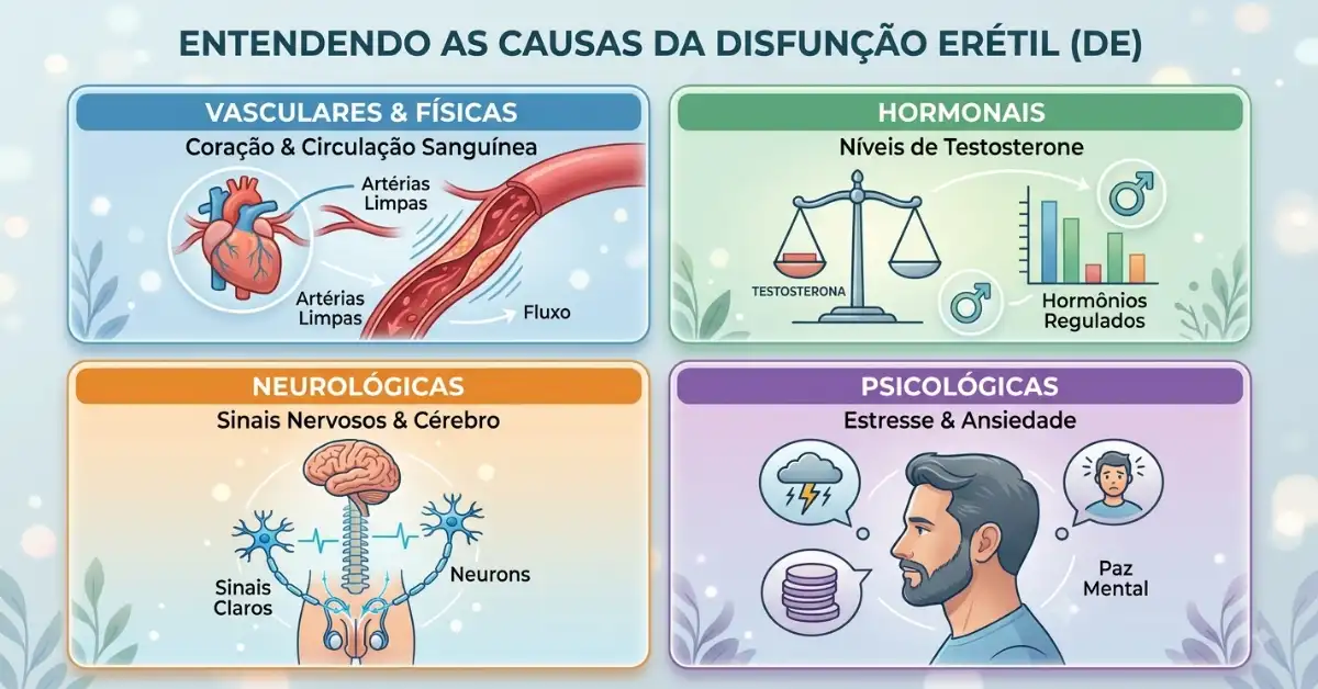 Causas da disfunção erétil: fatores vasculares, hormonais, neurológicos e psicológicos